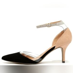 Chinese Laundry Only You Black and Nude Lucite Kitten Heels